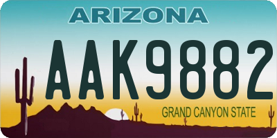 AZ license plate AAK9882