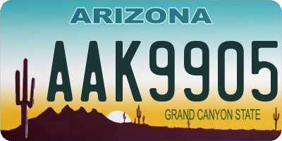 AZ license plate AAK9905