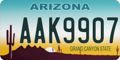AZ license plate AAK9907