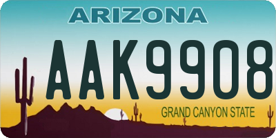 AZ license plate AAK9908