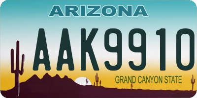 AZ license plate AAK9910