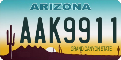 AZ license plate AAK9911