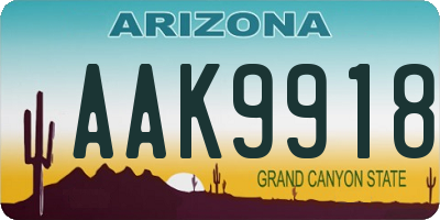AZ license plate AAK9918