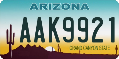 AZ license plate AAK9921