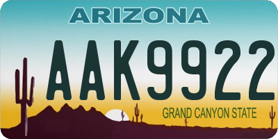 AZ license plate AAK9922