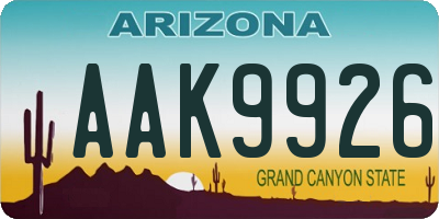 AZ license plate AAK9926