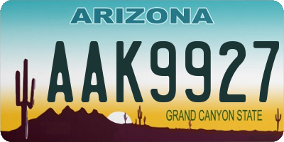 AZ license plate AAK9927