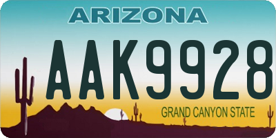 AZ license plate AAK9928