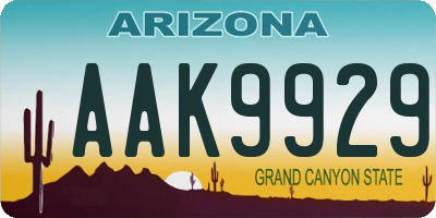 AZ license plate AAK9929