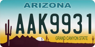 AZ license plate AAK9931