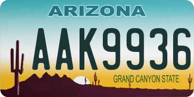 AZ license plate AAK9936