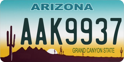 AZ license plate AAK9937