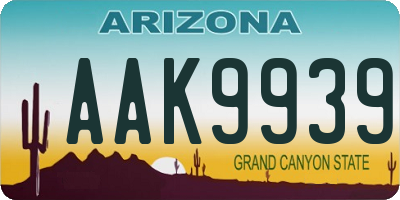 AZ license plate AAK9939