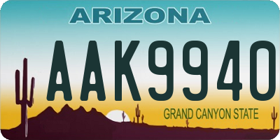 AZ license plate AAK9940