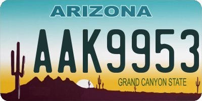 AZ license plate AAK9953