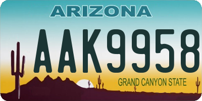 AZ license plate AAK9958