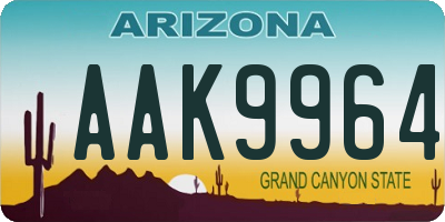 AZ license plate AAK9964