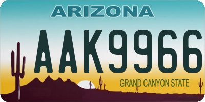 AZ license plate AAK9966