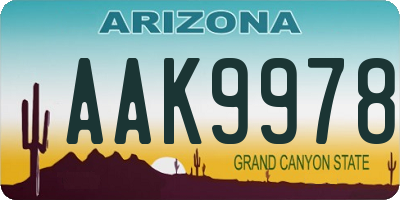 AZ license plate AAK9978