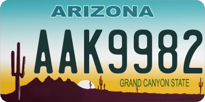 AZ license plate AAK9982