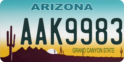 AZ license plate AAK9983