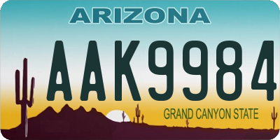 AZ license plate AAK9984