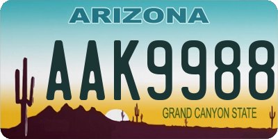 AZ license plate AAK9988