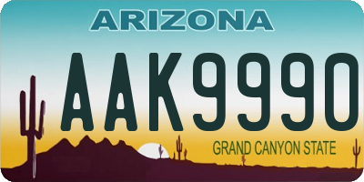 AZ license plate AAK9990