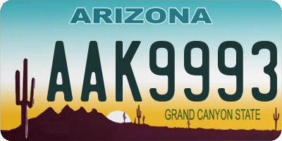 AZ license plate AAK9993