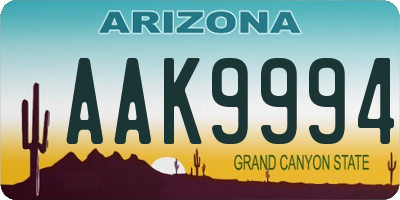 AZ license plate AAK9994