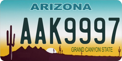 AZ license plate AAK9997