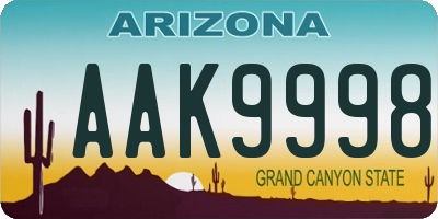 AZ license plate AAK9998