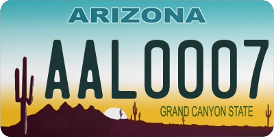 AZ license plate AAL0007