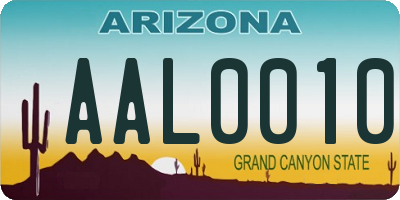 AZ license plate AAL0010