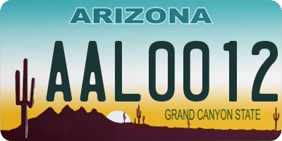 AZ license plate AAL0012