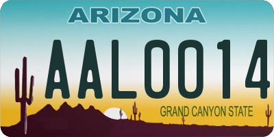 AZ license plate AAL0014