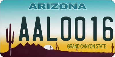 AZ license plate AAL0016