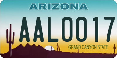 AZ license plate AAL0017