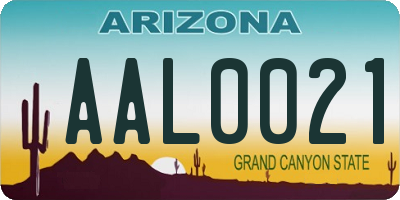 AZ license plate AAL0021