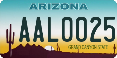 AZ license plate AAL0025