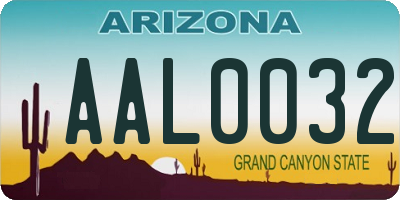 AZ license plate AAL0032