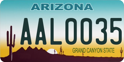 AZ license plate AAL0035