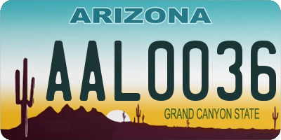 AZ license plate AAL0036