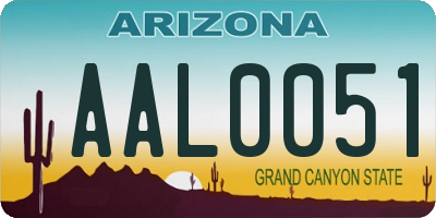 AZ license plate AAL0051