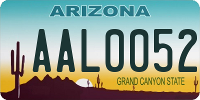 AZ license plate AAL0052