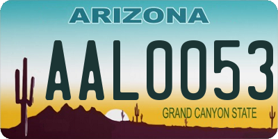 AZ license plate AAL0053