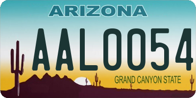 AZ license plate AAL0054