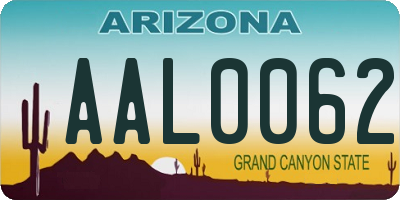 AZ license plate AAL0062