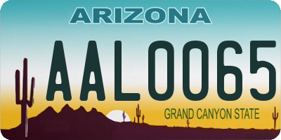 AZ license plate AAL0065