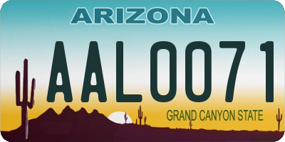 AZ license plate AAL0071